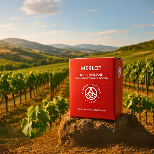 Merlot  - Rot Wein aus Sizilien Karton